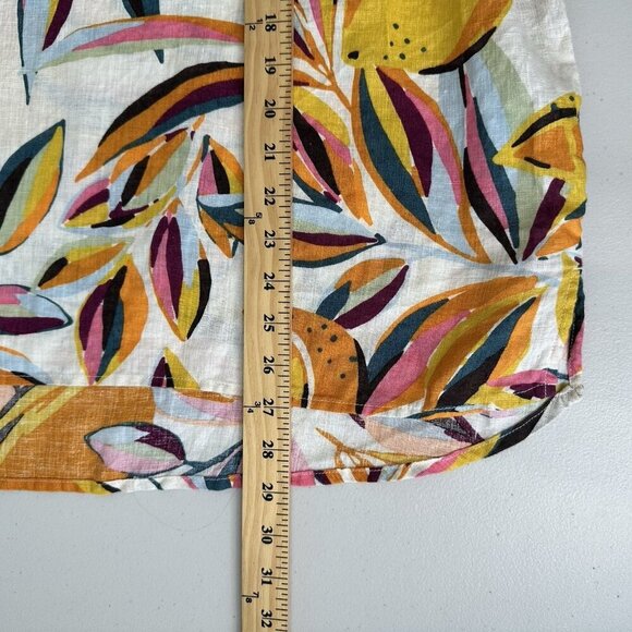 Tahari Linen Top Size 3X Tropical Floral Fruit Short Sleeve Colorful - Picture 5 of 7